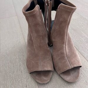 Alexander Wang - Beige Suede Peep-Toe Ankle Boots